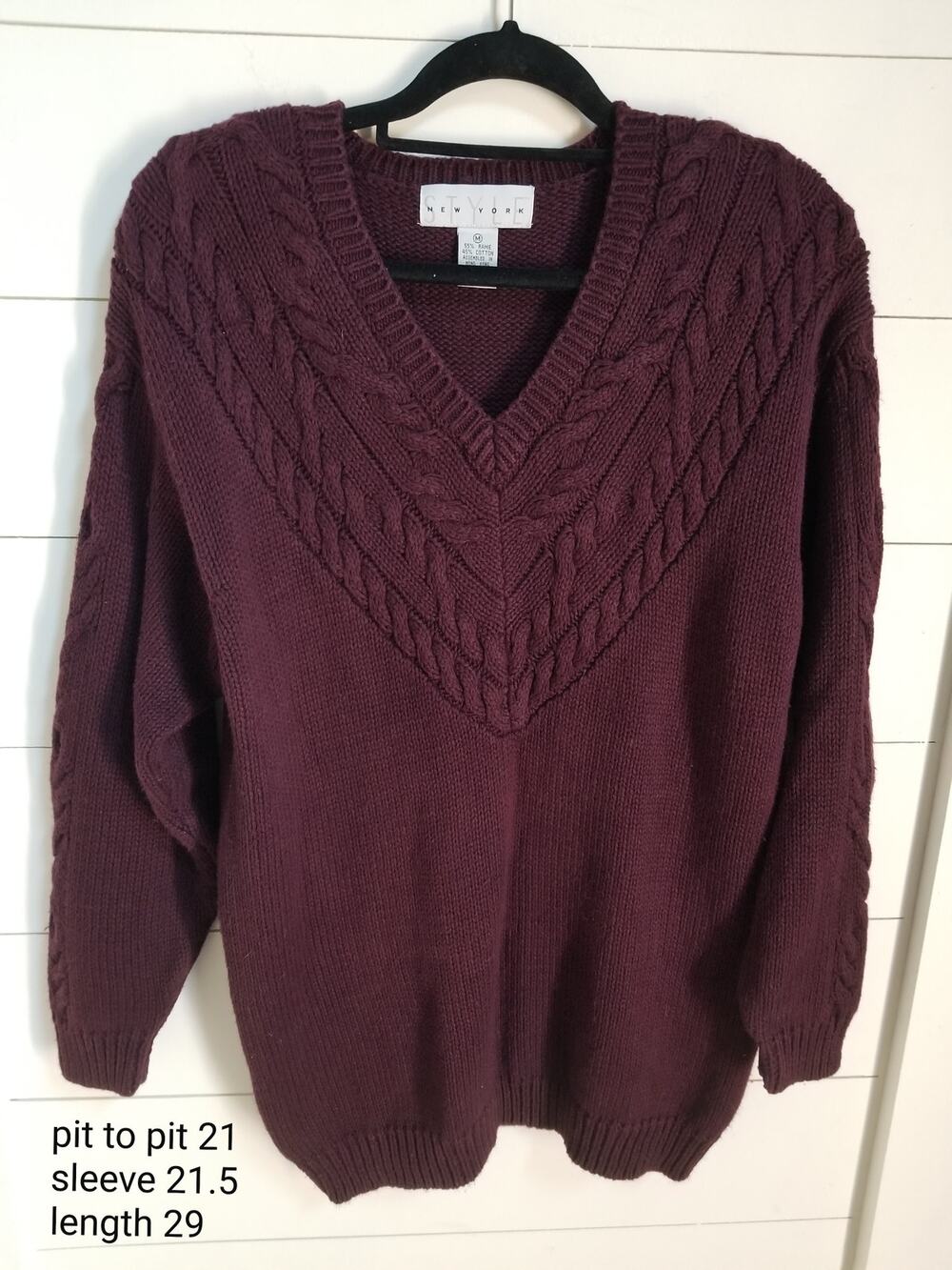 Style New York Vtg Women's Ramie Cotton Chunky Sweater 90s Plum M